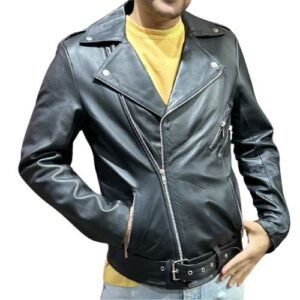 chamarra rockera color negra para hombre