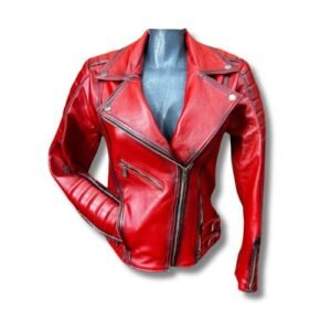 chamarra rockera color rojo para mujer