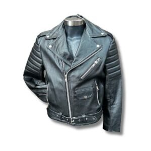 chamarra biker cuello de toro color negro para hombre