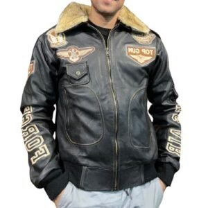 chamarra top gun color negro para hombre
