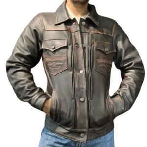 chamarra trucker vintage color café para hombre